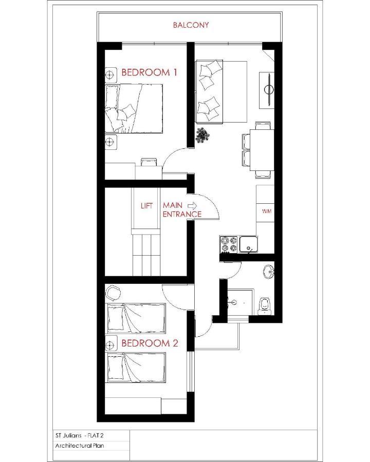 F2 - Lovely Two Bedrooms Flat Sea View, St Julians San Ġiljan Buitenkant foto